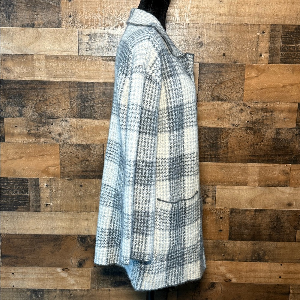 Becool Women's Gray White Plaid Sweater Jacket Co… - image 3